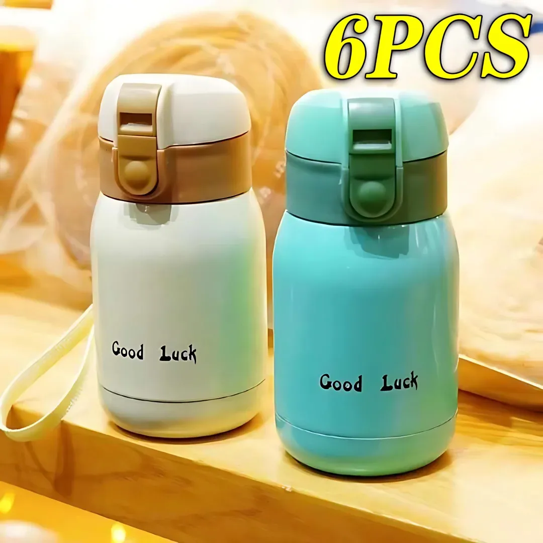 Bouteilles d'eau 6 pièces Goodluck petit mignon Mini tasse Thermos MINI Portable créatif Pot ventre poche avec cadeau à la main 231124