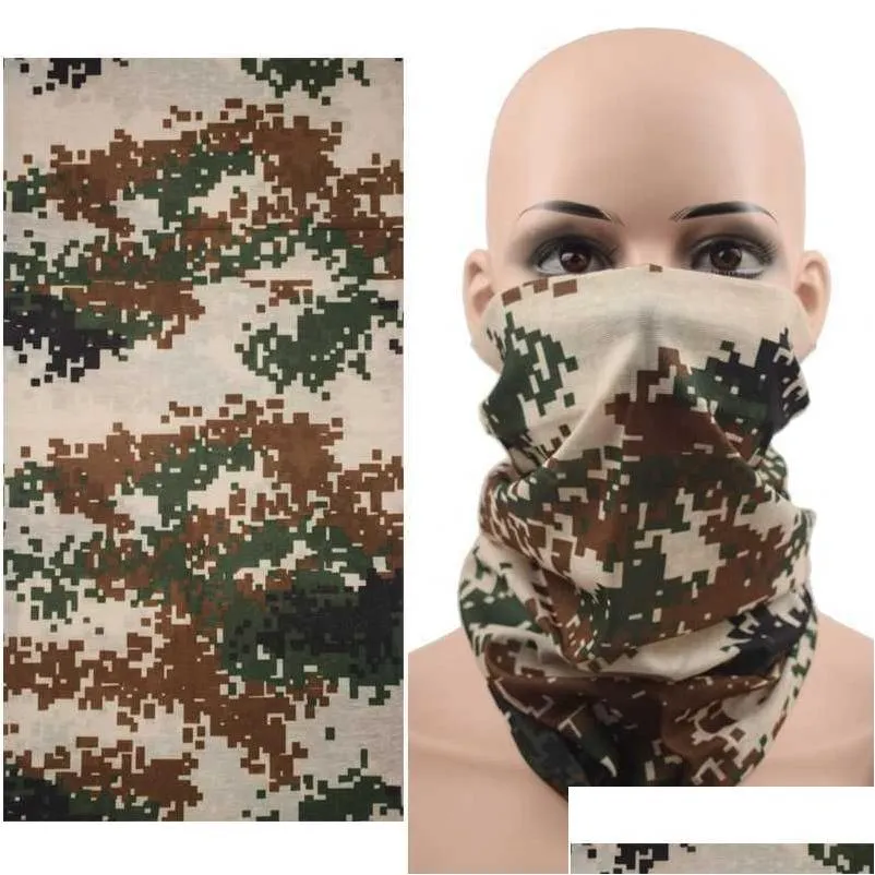 Masques de visage de mode Gaiter Masques de visage de mode Écharpe de cou Hommes Femmes Bandanas Polyester Respirant Coupe-vent Anti Cam Escalade Mas Dh9Tu