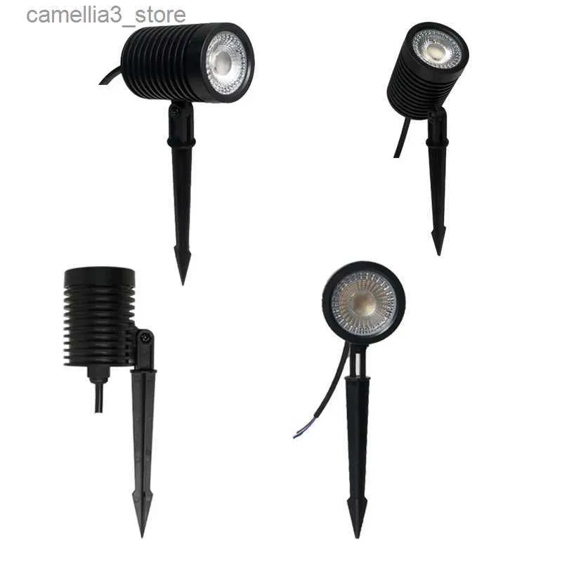 Lâmpadas de gramado AC85-AC265V ao ar livre levou spot lâmpada de gramado preto plástico COB 5W alto brilhante branco quente ou branco 6000k luz de jardim Q231125