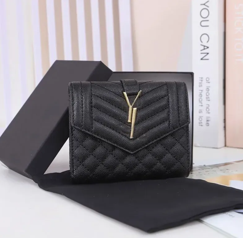 2024 Womens designer plånböcker Luxurys kuvertmynt Purse Fashion Metal Letter Mark Short Card Holder 16 Färger Damer Liten Clutch Bag With Original Box