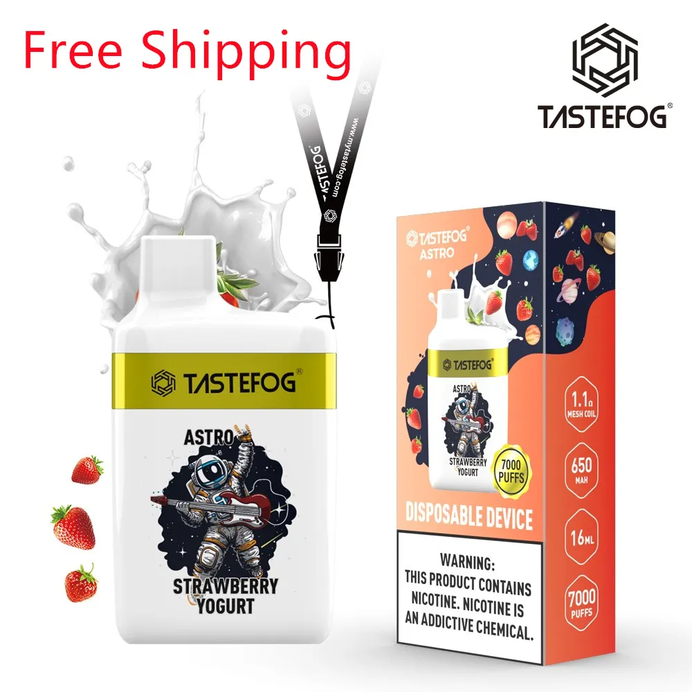 TasteFog Astro Puff 7000 original VAPE E-CIGARETTE COM LIQUEDO E LÍQUIDO 2% 5% e cordão