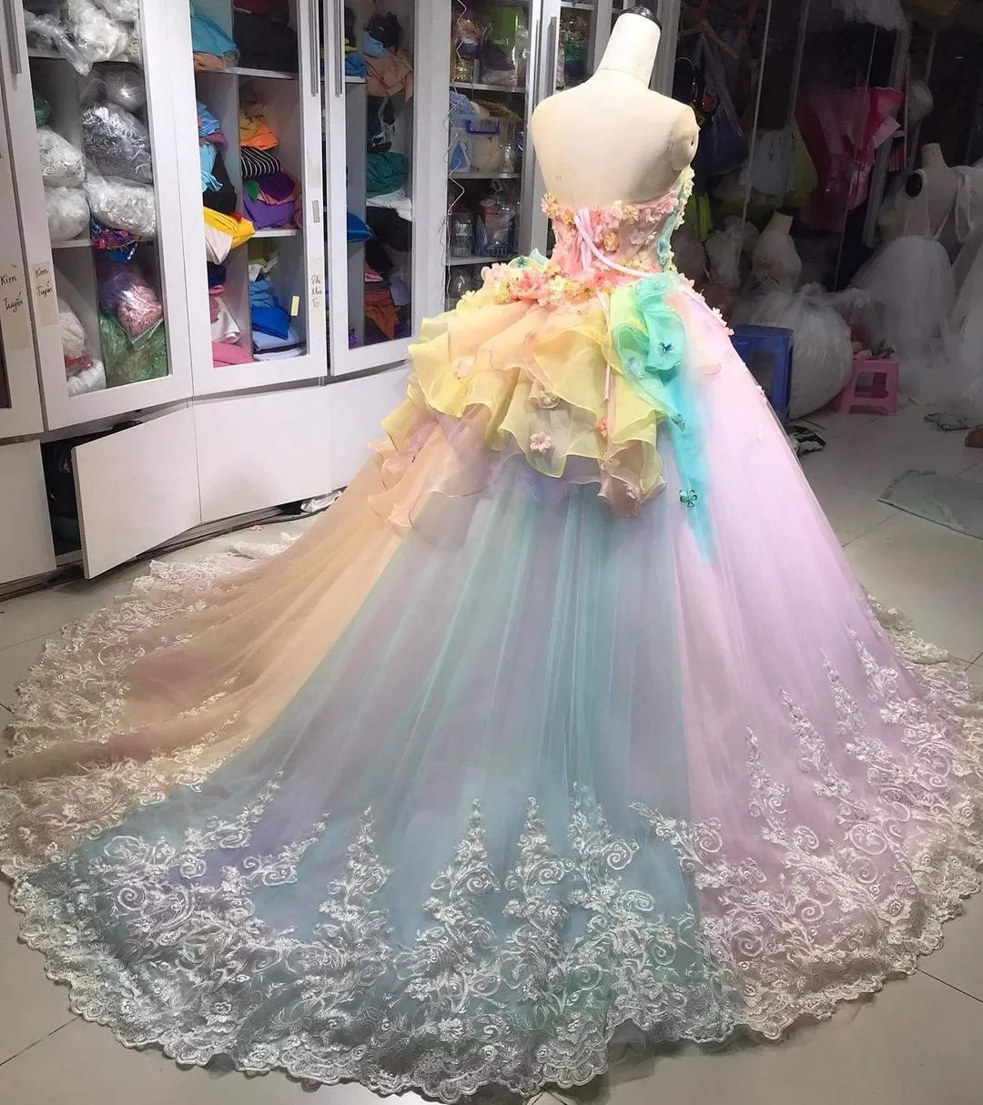 Colorful Rainbow Ball Gown Colorful Quinceanera Dresses With Beaded ...