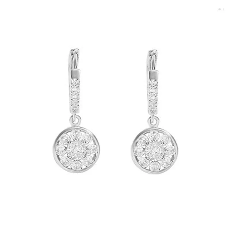 Boucles d'oreilles 2023 luxe étincelant Zircon pour les femmes incrusté boucle ronde oreille bijoux fête