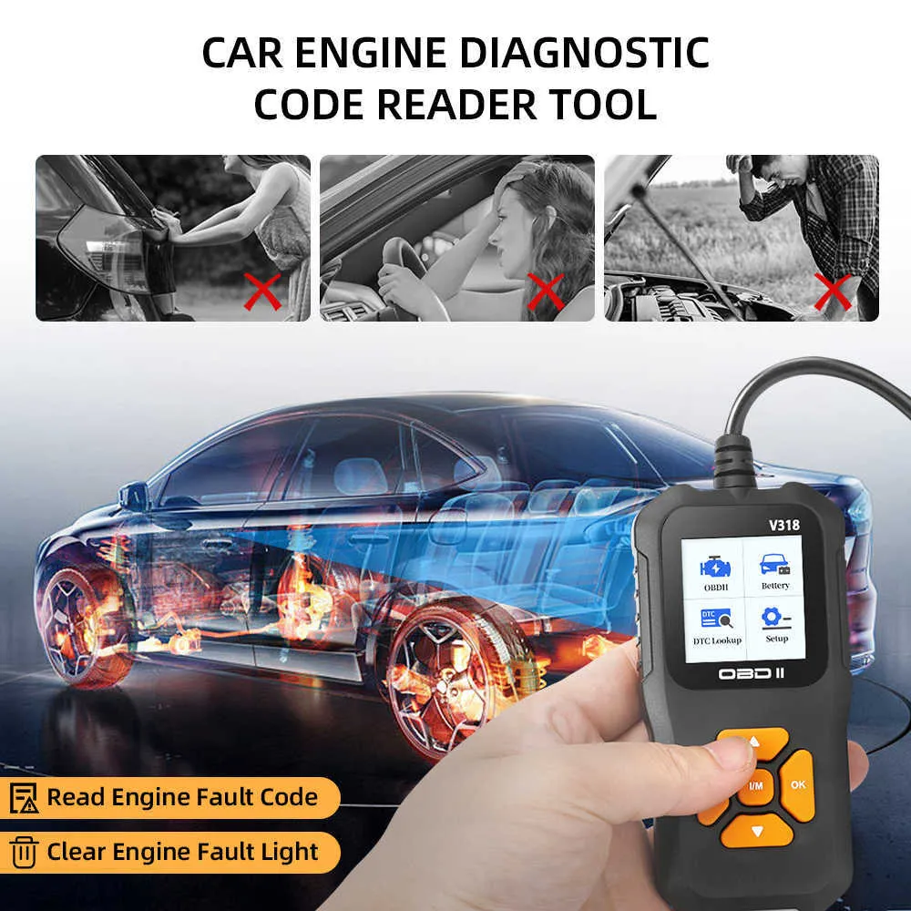 Scanner OBD2 Pour Voiture - Lecteur De Codes Moteur - 10 Langues - Diagnostic Complet Et Facile
