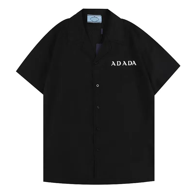 Luxus-Herrenhemden, Designer-Hemden, Sommer-Revers, kurzärmelig, mit schwarzem Buchstabendruck, Herren-Freizeithemden, hochwertiges Sport-Business-Herren-T-Shirt, vielseitiges, lockeres Oberteil