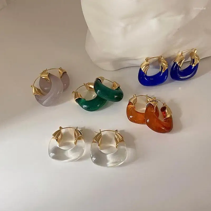 Pendientes colgantes Retro francés exagerados de resina transparente para mujer, joyería sencilla de estilo frío que combina con todo