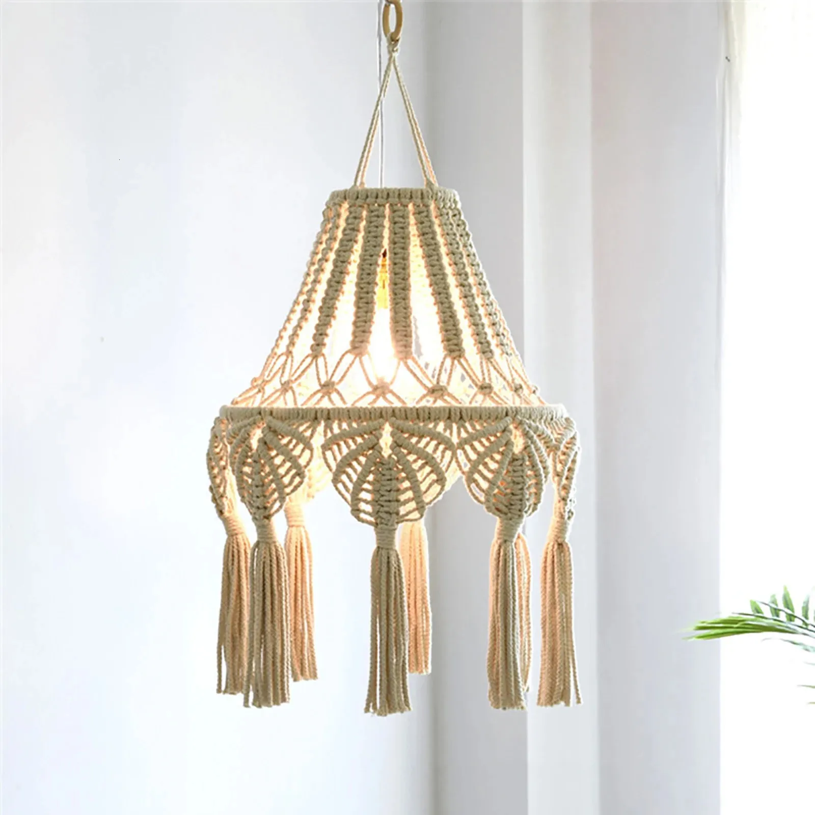 Tapisseries Macramé Abat-Jour Suspendu Pendentif Lumière Couverture Chambre Salon Pépinière Dortoir Bohème Décor À La Maison Tapisserie Tissée 231124