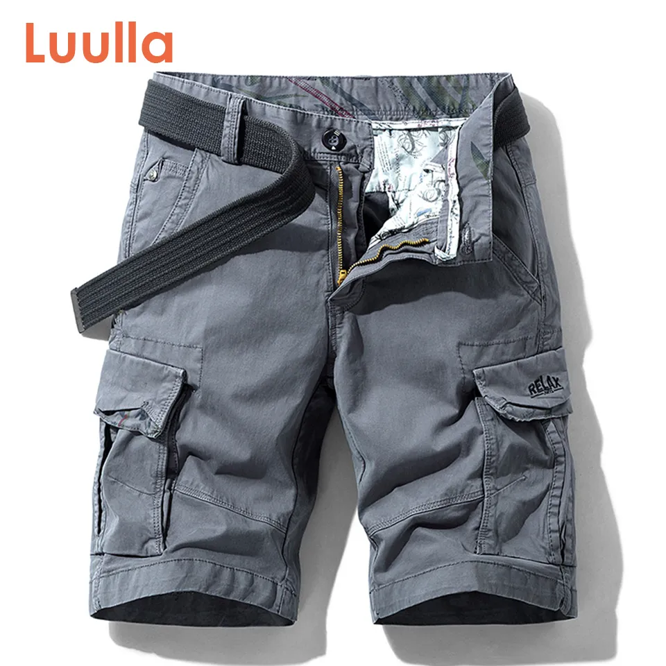 شورتات الرجال للرجال Luulla Summer Summer Summer Twill Cotton Commodity Shorts Men Fashion Massual Classic Classic Pocket Long Long 38 Plus 230425