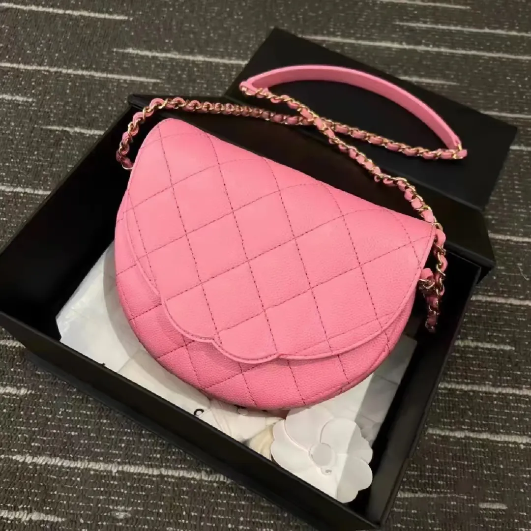 Luxury Genuine Leather Quilted Caviar Shoulder Bag 23P Mens Purse