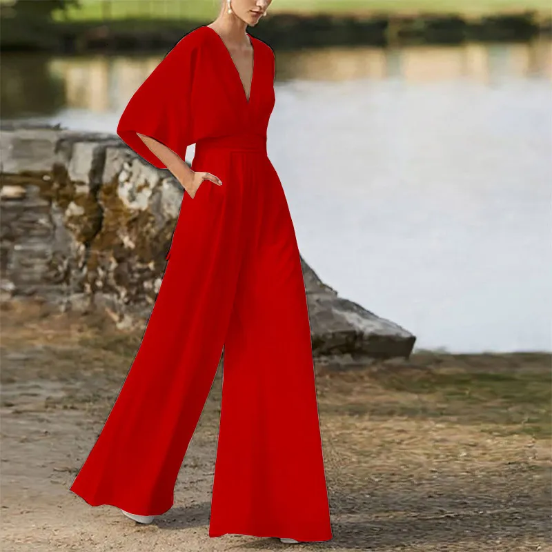 Flowy jumpsuit best sale with sleeves