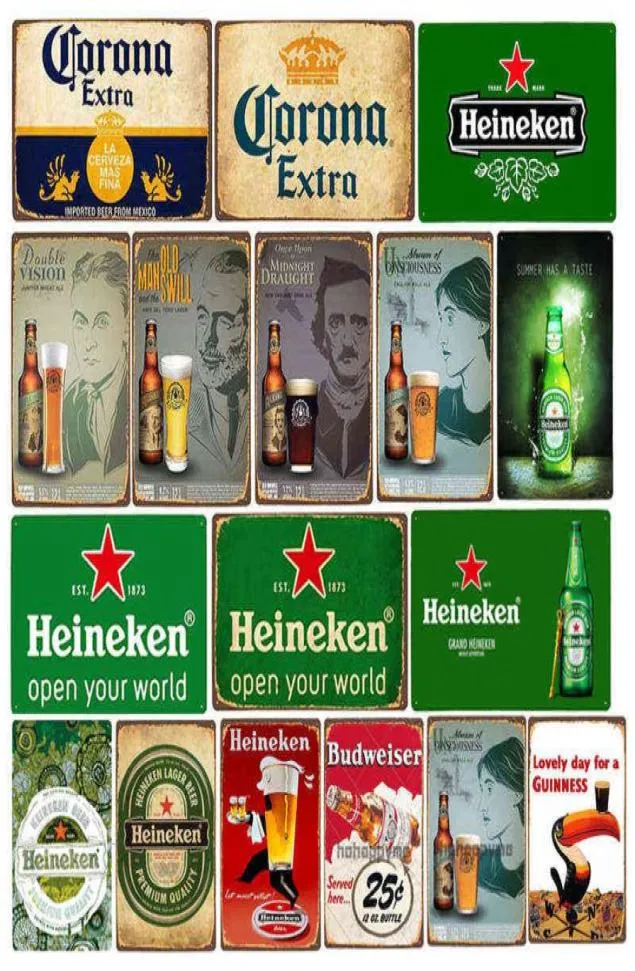 Metal Signs Wall Plaques Decor Vintage Beer Brand Series Poster Tin Sign Bar Pub Art Board Målning Garage Hemplatta Dekoration H4699597