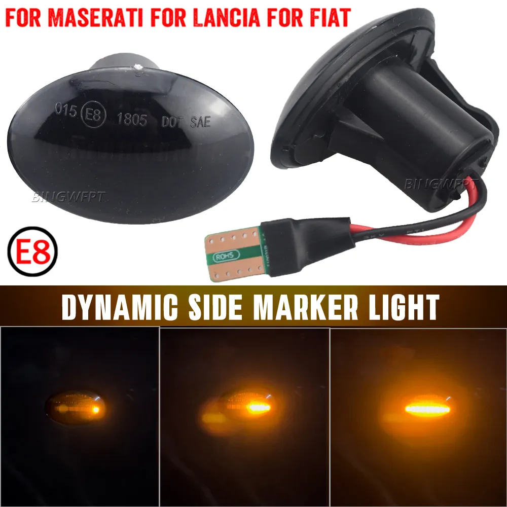 1 paar Dynamische LED Zijmarkeringslicht Vloeiende Richtingaanwijzer Blinker Voor Fiat 500 Voor Lancia Lybra Ypsilon Voor Maserati Alfa 4C