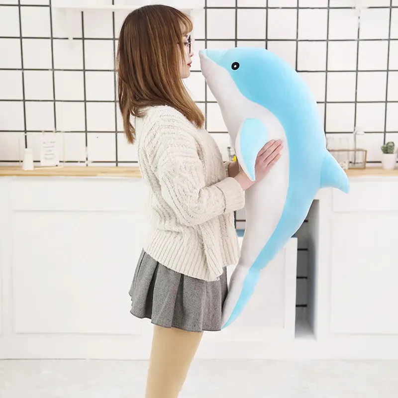 دمى Plush 1pc 3050cm Kawaii Dolphin Toys جميلة وسادة حيوان ناعم محشو للأطفال هدية وسادة النوم 231124