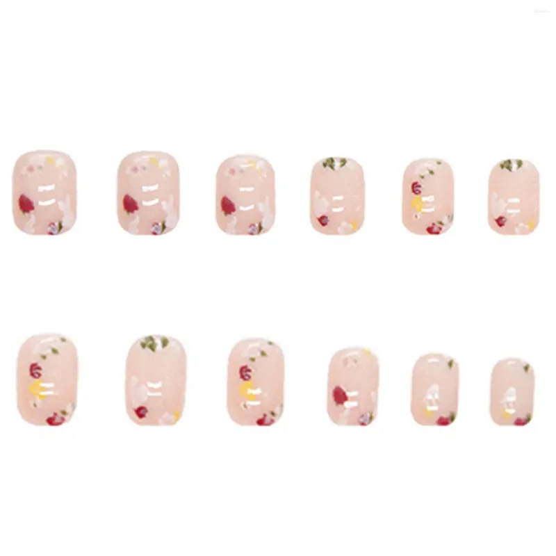 False Nails Short Cute Flower Fake Reusable And Ultrathin For Professional Art Nail Salon