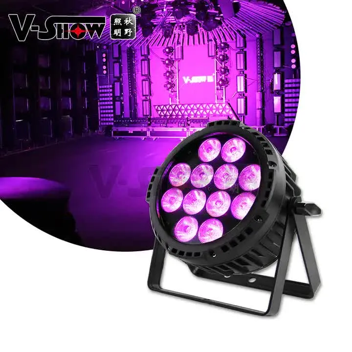 V-show 12*18W 6in1 LED RGBWA+UV Par Stage Light Equipment Outdoor DJ Disco Par Light