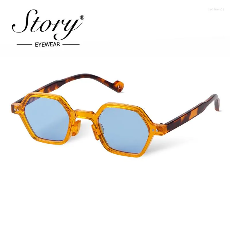 Gafas de sol STORY Vintage Rivet Tortoiseshell Square mujeres hombres 2023 diseño de marca Retro negro azul lente polígono gafas de sol S4442D