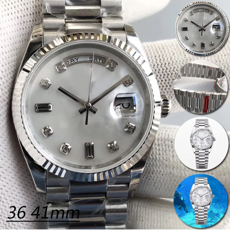 day mens watches DATE ST9 automatic machine 40mm 904L stainless steel strap sapphire With diamond hidden folding buckle 36mm woman waterproof Dhgate