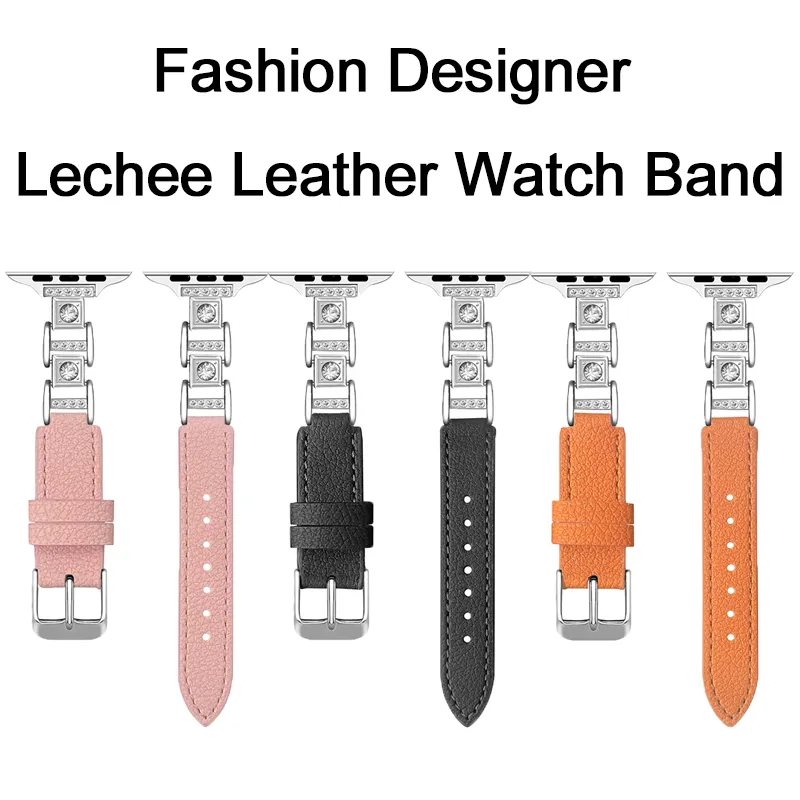 Fashion Lechee Bracelet de montre de créateur en cuir PU Sangles intelligentes pour Apple Watch Band Ultra 38 mm 44 mm 45 mm iwatch Band Series 8 9 4 5 6 7 Bracelet Bracelet de montre