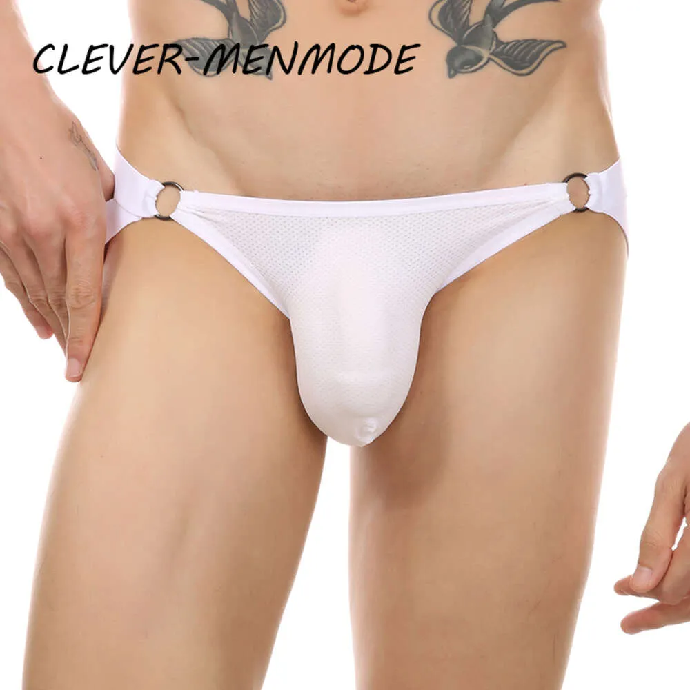 Hommes chauds G String Sexy hommes sous-vêtements Jockstrap U poche convexe maille culotte anneau en métal caleçon Hombre creux String