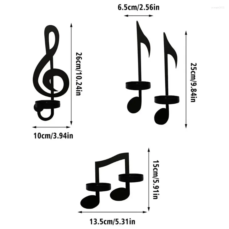 Candle Holders 1 Set Useful Holder Wall-mounted Decorative Lightweight Dining Room Wall Musical Note Cup Storage