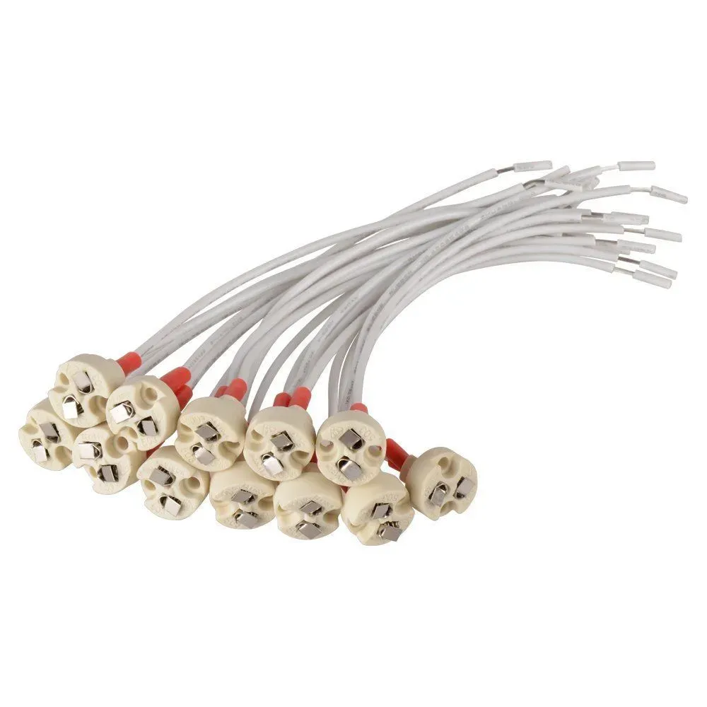 100st MR16 MR11 SOCKET LED -lamplampa Holder Bas Ceramic Cable Huvudtrådanslutning