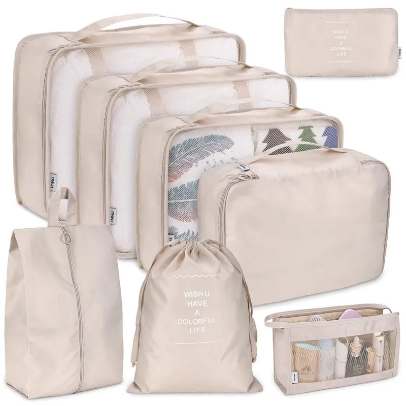 Organizador de bolsas 86 PCs Conjunto de viagens Organizador Bolsas de armazenamento PACHAÇÃO CONJUNTO DE PABELA CASAS DE ARMAZENO