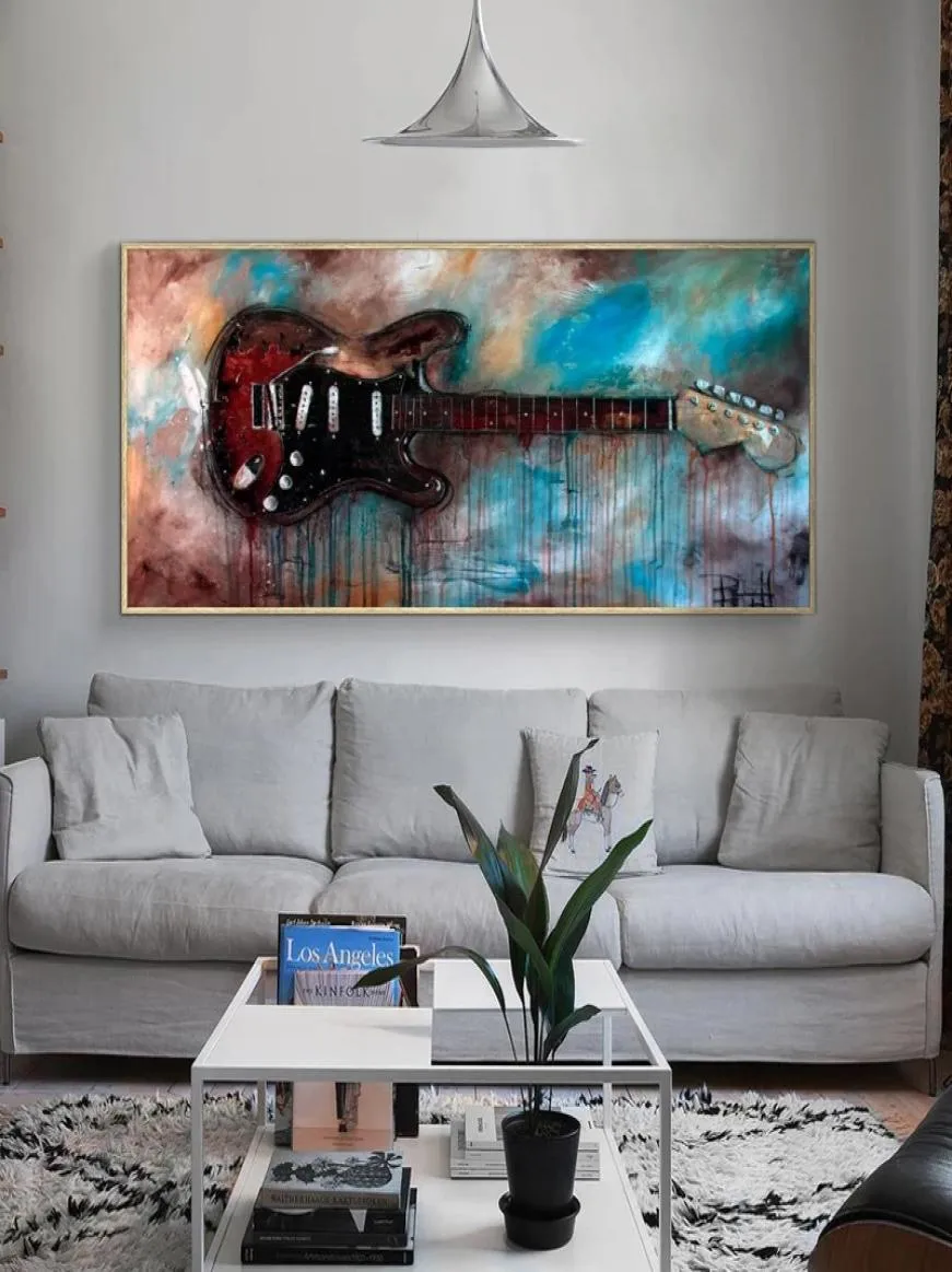 Modern Oil Painting Wall Art Pictures for Room Decoration Abstract Watercolor Guitar Posters and Prints on Canvas Decor No Frame2952240