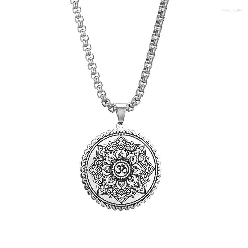 Anhänger Halsketten Alte OM Mandala Blume Halskette des Lebens Edelstahl Box Kette Yoga Muttertag Schmuck