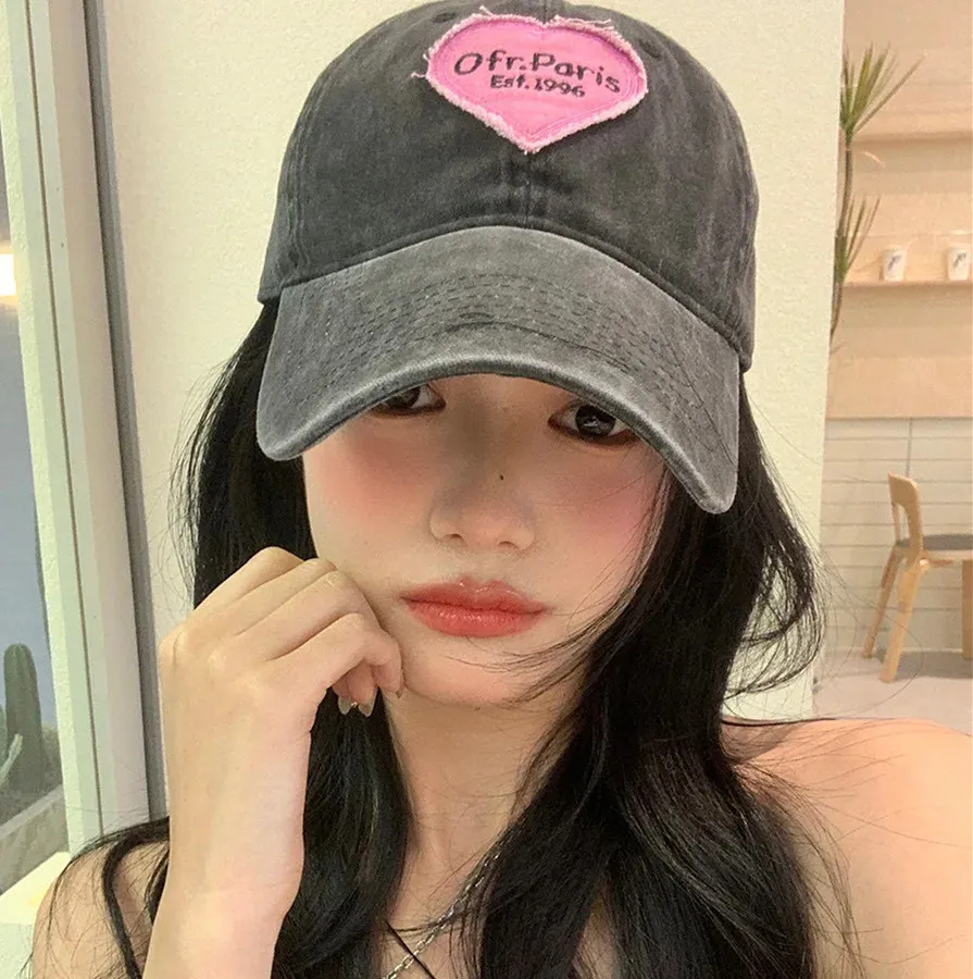 Pink Y2K Love Duck Tongue Hat 2024 Spring Soft Top Baseball Cap