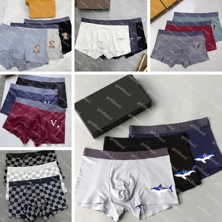 Mens Designer Underpants Luxury Brand Logo Printed Boxers New Men Modal Sexig andningsbara Sports Underwear 3Pce/Set