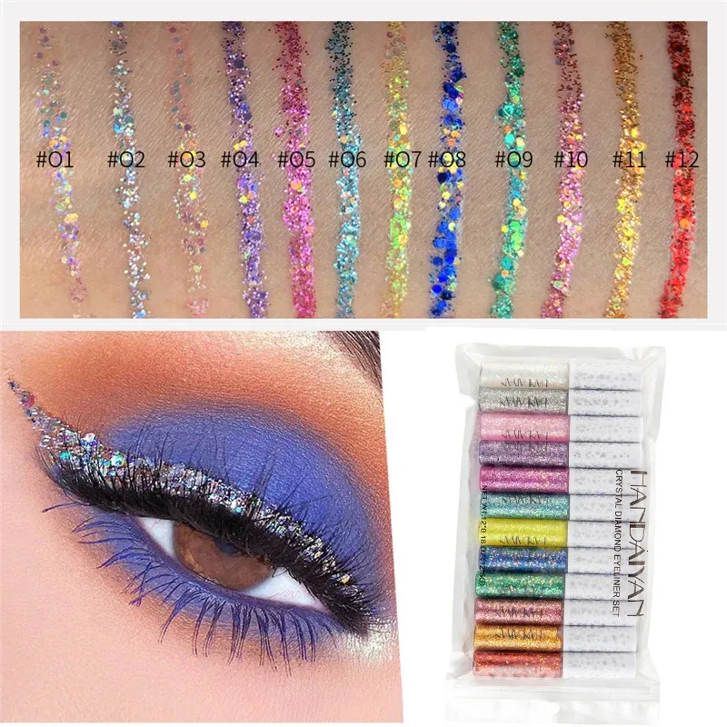 Combinazione ombretto/liner 12 colori Liquid Glitter Eyeliner Gel Occhi Trucco Impermeabile Colore liquido Eye Liner Matita Matte Purple Pen Make Up Cosmetics 231124