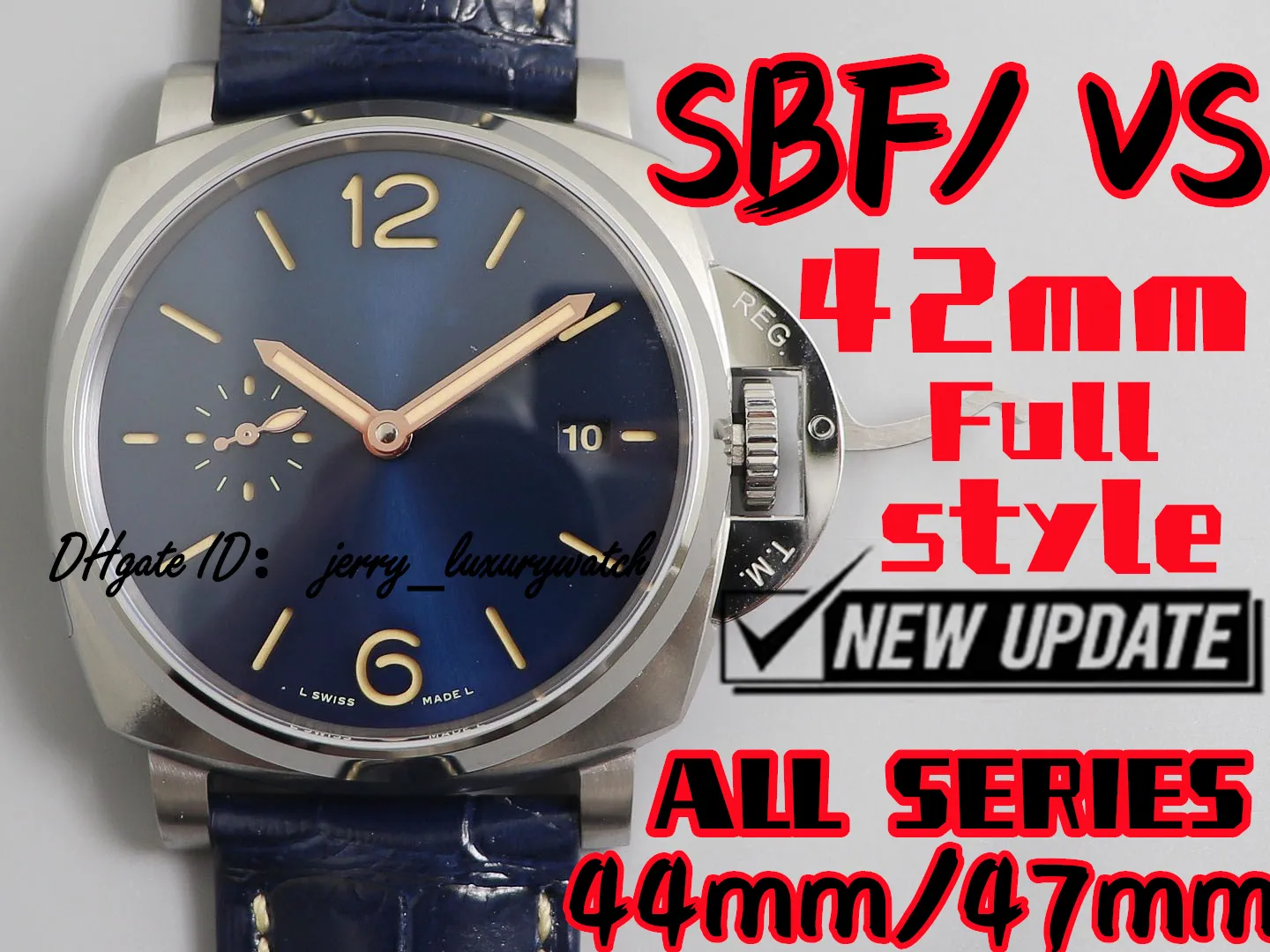 SBF / vs luksusowy zegarek męski Pam927, 42 mm wszystkie serie wszystkie style, ekskluzywny ruch p90, są 44, 47 mm inne modele, 316L Fine Steel