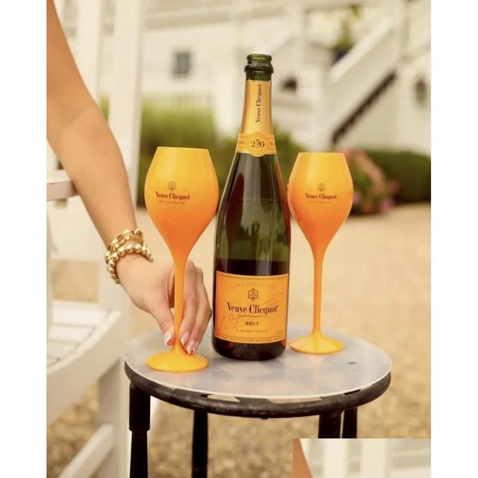 Wijnglazen 6 stuks Veuve Geel Label Polycarbonaat Clicquot Champagne Fluiten Coupes Wisky Cups6361734 Drop Delivery Home Garden Kitc