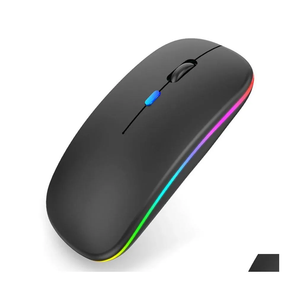 Mouse Bluetooth Wireless con mouse RGB ricaricabile USB per computer portatile Pc Book Gaming Gamer 2.4Ghz 1600Dpi Epacketo Drop Delive Dhciz