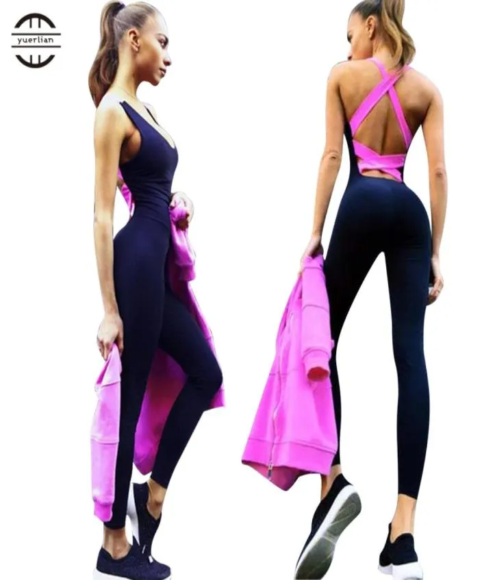 Yuerlian Sneldrogende sportkleding Gymleggings Vrouwelijke T-shirt Kostuum Fitness Panty Sportpak Groen sexy Top Yoga Set Women039s T2484168