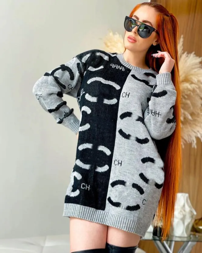 23SS Yeni Kadınlar Elbise Moda Uzun Kollu Örgü Kadın Tasarımcı Sweaters