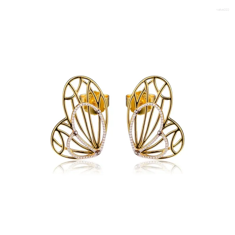 Boucles d'oreilles papillon ajouré, brillant doré, bijoux pour femmes, argent Sterling 925, printemps 2023