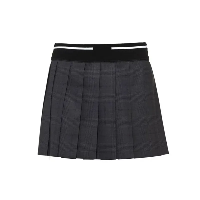 Designer de saias curtas femininas saia fashion cinza cintura elástica plissada alta qualidade versátil feminino esportes casual cintura alta estudante shorts de meio comprimento