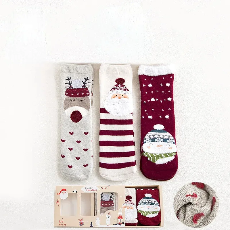 Детские носки 3, рождественские детские теплые носки для девочек и мальчиков, милые вязаные толстые термоноски для маленьких мальчиков и девочек, детские 231124