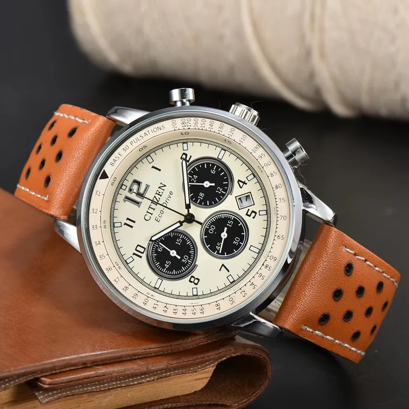 ساعات المعصم للرجال 2023 New Mens Watches Six Stitches All Work Work Quartz Watch Citize Top Luxury Brand Designer Chronograph Clock Belt Belt Men Type