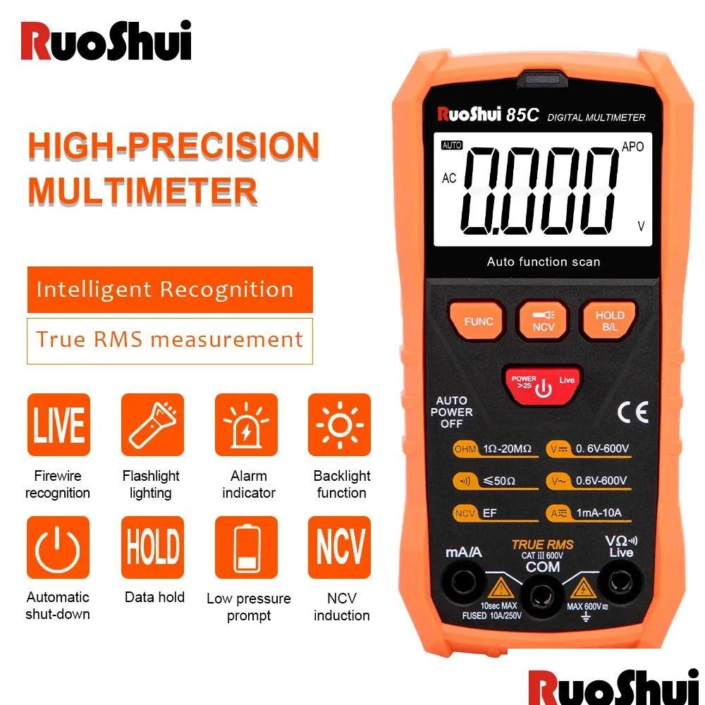 Multimeters Wholesale Digital Mtimeter Mtipurpose 1/2 Digits Ncv True Rms 1999 Counts Ruoshui 85C--Victor Sub Rop Delivery Office Scho Dhbnu