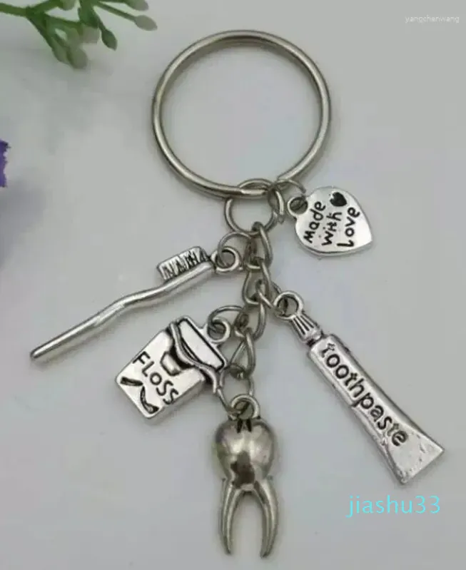 Keychains Dental Hygienist Keychain Tandborste /tandkräm Charm Key Chain Ring för nycklar bilväska handväska