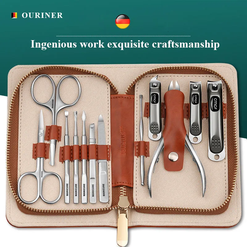 Nagel-Maniküre-Set, Maniküre-Set mit Morandi-Grau, hochwertiger Vollnarbenleder-Verpackung, Nagelknipser-Sets, perfektes Geschenk, Freunde, Familie, 230425