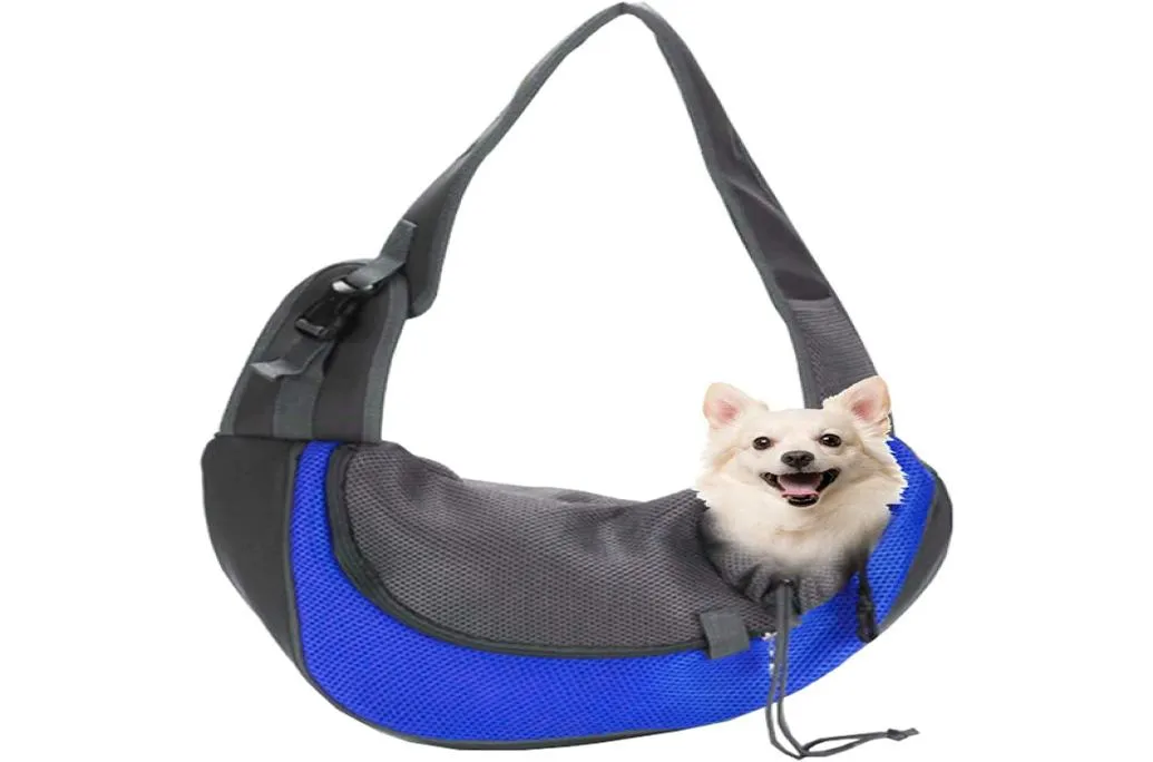 Porte-chien pour animaux de compagnie voyage en plein air confort respirant chiens sac à bandoulière Portable réglable maille Oxford pochette simple épaule fourre-tout 6416657