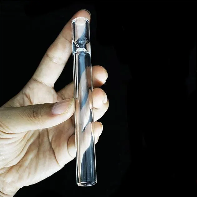 ACOOK 100mm Glass One Hitter Pipe Smoking Pipes 4 Inch Steamroller Piece Filter Tips Taster Clear Cigarette Holder