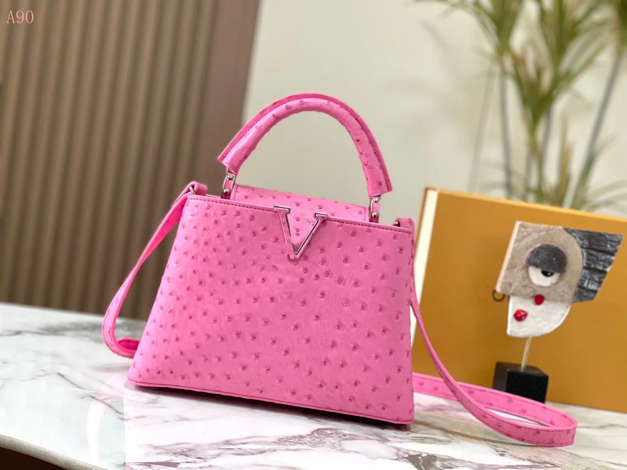 5AA QUALITY Genuine Leather New Fashion Famous Designer Pink