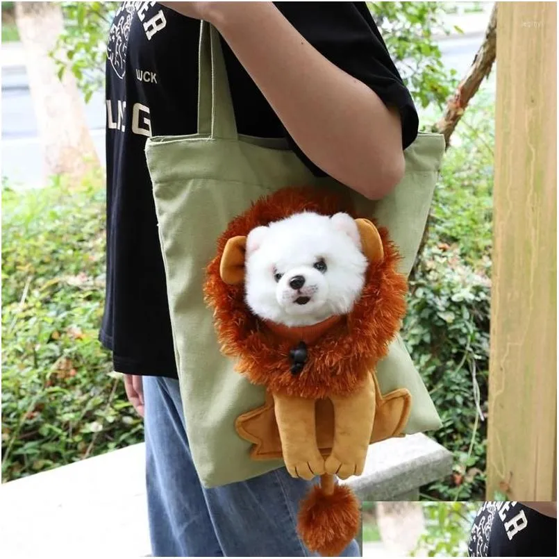 Trasportini per gatti Casse Case Lion Design Borsa per il trasporto di animali domestici Borsa per cani portatile traspirante Borse da viaggio per animali domestici Borsa da viaggio in uscita con Saf Dhmvk