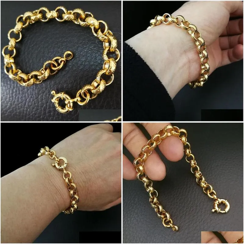 Chain Link Gold Filled Belcher Bolt Ring Mens Womens Solid Bracelet Jewllery in Length Drop Delivery Jewelry Bracelets