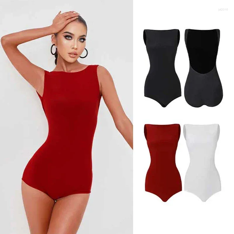 Stage Wear Latin Dance Justaucorps Dos Nu Vêtements Femmes Gymnastique Tops Formation Adulte Rouge Noir Été