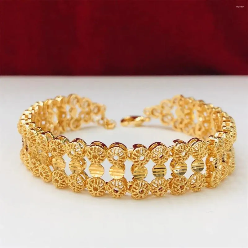 Braccialetti a maglie Bracciale africano elegante in rame per donna uomo catena larga coppia amante braccialetto color oro gioielli da sposa in Medio Oriente Femme